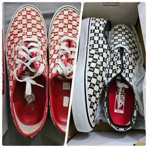 靴 Supreme vans Checker Logo Authentic 9.5 Vans Authentic Supreme Black Checker Logo Men's