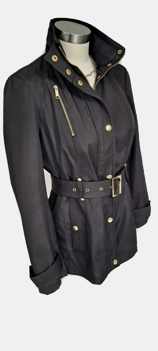 Michael kors black raincoat with hood sale