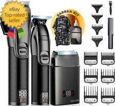 Novah Professional Barber Clippers and Trimmer Set  Foil Shaver Professional Hai