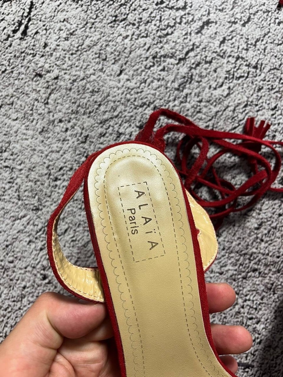 ALAIA Shoes Women's Red Suede Fringe Trim Accent Sandals Size 8 | eBay