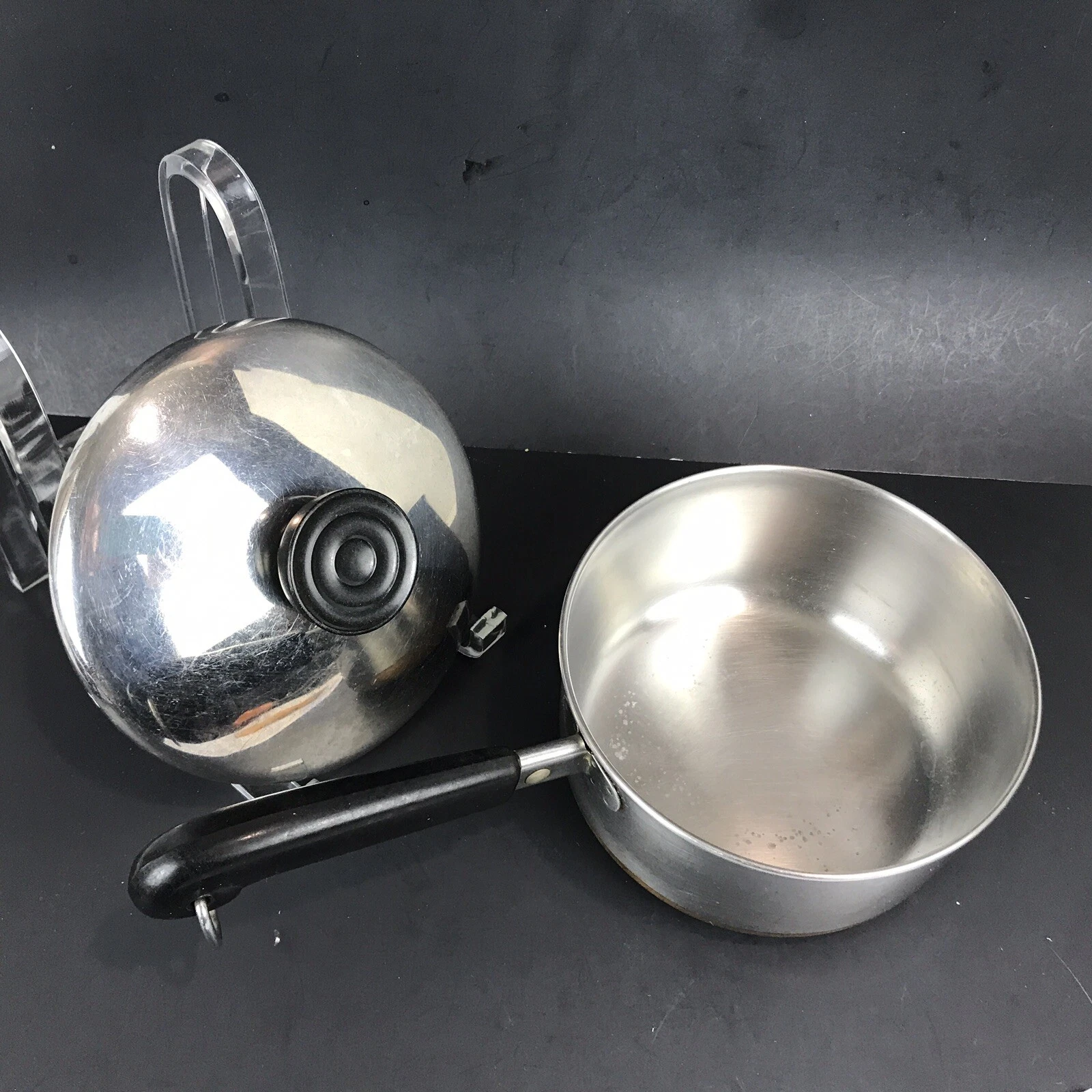 Vintage 1801 REVERE WARE 1 QT SAUCE PAN Pot Copper Clad Bottom w/ Lid USA