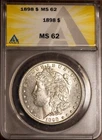 1898 $1 Silver Morgan MS 62 ANACS # 7432982 New Holder + Bonus