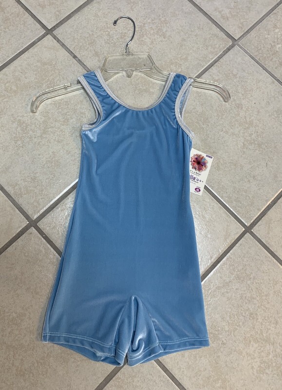 Kids Medium Lt Blue Gymnastics Or Dance Unitard Bodysuit Leotard NWT !