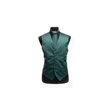 New Men's Tuxedo Vest Waistcoat Necktie set formal wedding party Hunter Green