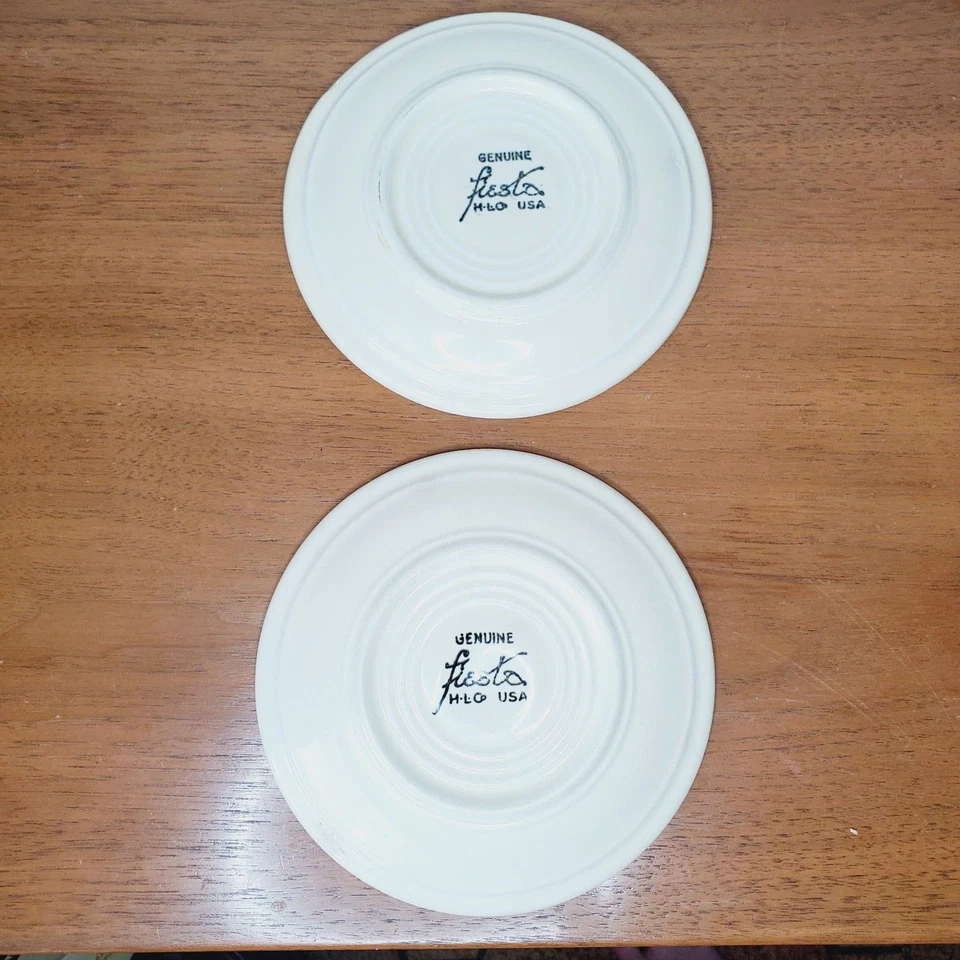 Platillos de marfil Fiestaware de colección platos pequeños de fiesta vajilla de los años 50 MCM Homer HLC Foto 3 de 4