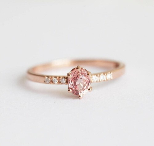 0.67CT Oval & Round Cut Lab Grown Diamond Women Engagement Ring In 10K Rose Gold - Picture 2 of 7