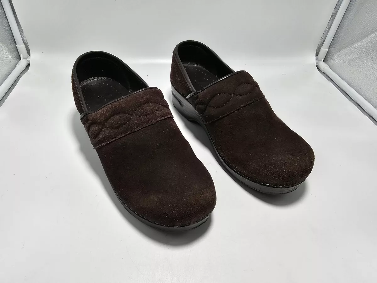 LANDS END Clogs Adult Size 8B Brown Suede Leather Womens