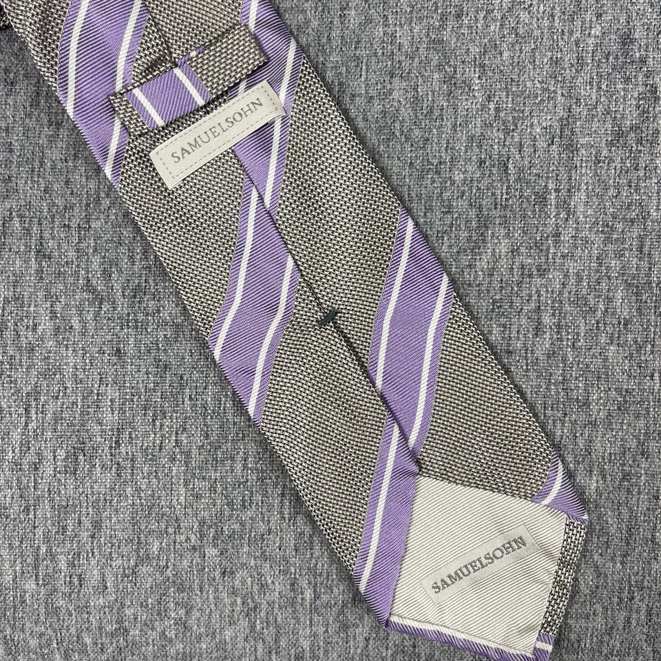 Corbata Samuelsohn 100 % seda para hombre púrpura a rayas hecha a mano hecha en Italia Foto 3 de 4