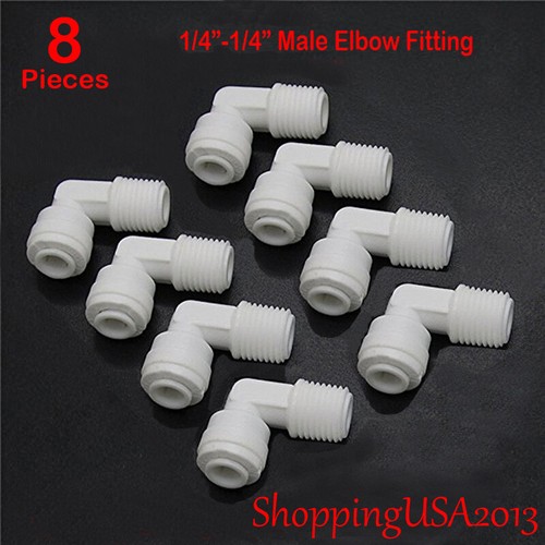 8 Pcs Male Elbow Fittings Thread 1/4"-1/4" Connector Connection Undersink RO - Picture 10 of 11