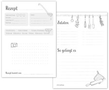Rezeptkarten zum Selberschreiben 30 Rezeptblätter A5 für Rezeptordner Rezeptbuch