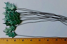 12 Metal Holly Pieces on Wire Stem