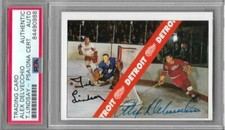 Alex Delvecchio & Ted Lindsay Autographed Auto 1992 Red Wings Card - PSA/DNA