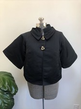 Sara Berman Black Jacket Heart Buttons England Silk Lining Small