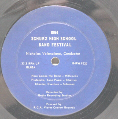 Carl Schurz High School 1964 band festival concert Vintage Vinyl 10'' LP