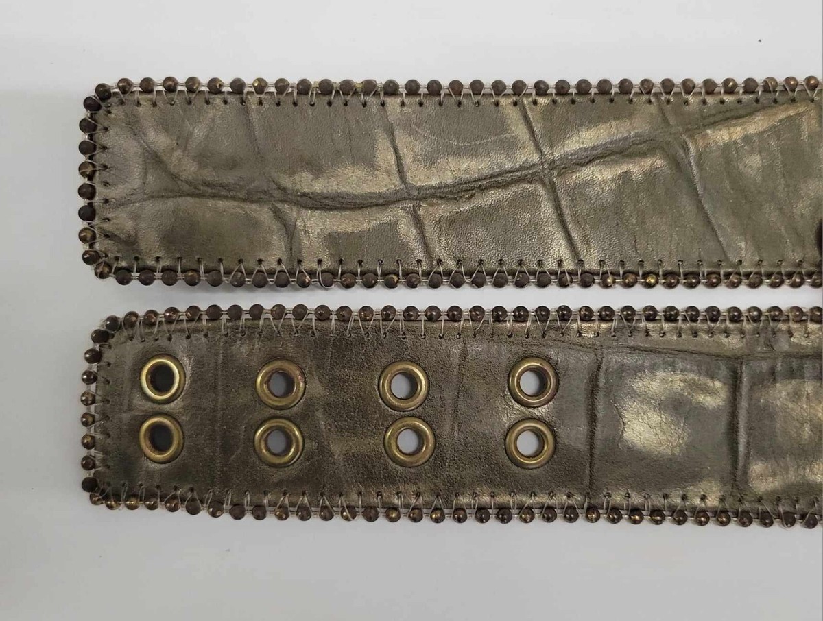 Vintage 1980s Nina Arjani Olive Leather Steampunk Belt | eBay display picture 3