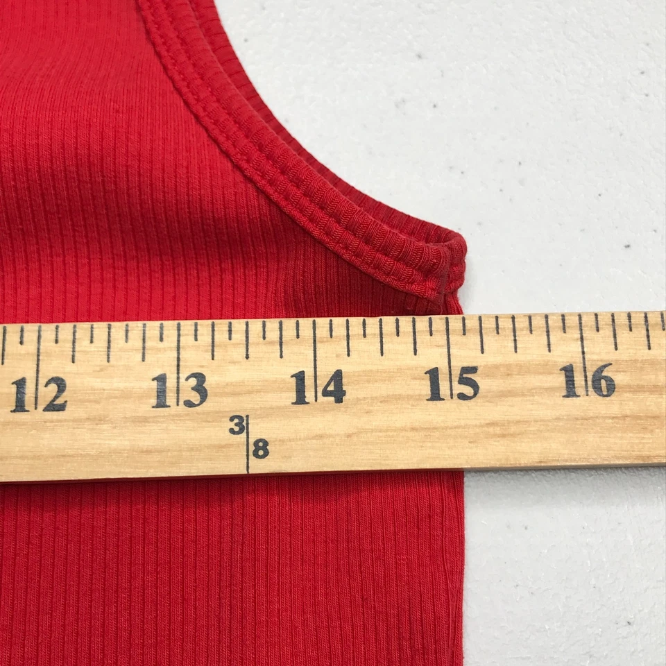 ВИНТАЖНЫЙ чемпион женская рубашка большой красный Майка без рукавов ребристый пуловер США - Изображение 4 из 4