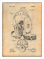 1927 Football Helmet Patent Print Art Drawing Poster 18x24 1927 Football Helmet Patent Print Art Drawing Poster 18x24