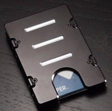 Mens Aluminum Wallet, RFID Protection,Black Anodized, Standard, Made in USA