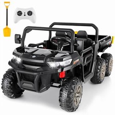 24V 2-Seater 4WD Kids Ride on Dump Truck with Electric Dump Bed, Shovel Remote 