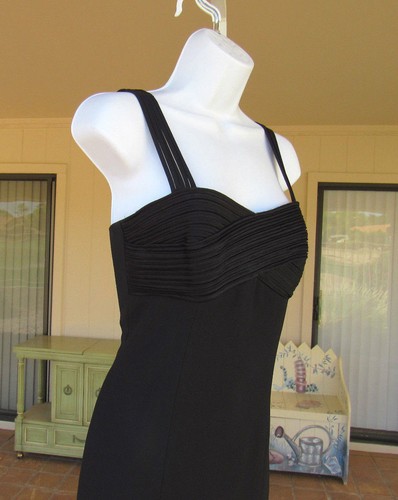 LAUNDRY BY SHELLI SEGAL BLACK COCKTAIL DRESS SIZE 4 MULTI STRAP RUCHED FOLDS - Picture 5 of 12
