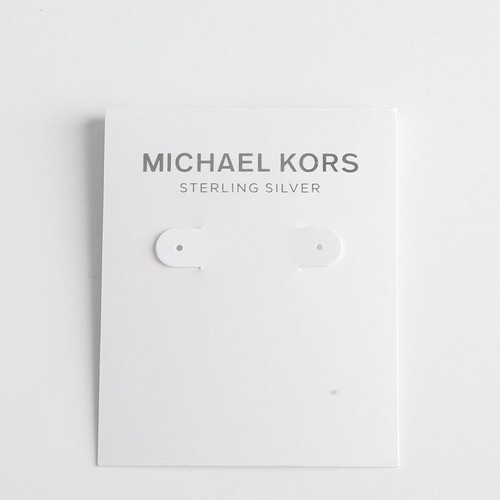 Michael Kors Silver Precious Metal-Plated Brass Pavé Logo Small Hoop Earrings - Picture 7 of 8