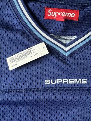 Supreme Jacquard Rib Football Jersey Navy XL | IN HAND SHIPS ASAP