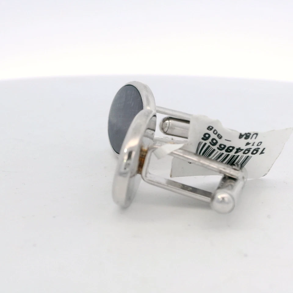 Gemelli In Argento Sterling .925 Con Incastro Di Onice Nero - Immagine 4 di 4