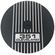 Ford 351 Cleveland Black Logo - 14 Round Air Cleaner Kit - Black - Ansen Usa