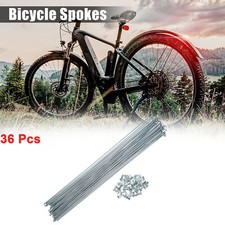 36 Pcs 14G J Bend 290mm x 2mm Bicycle Spokes with Nipples Steel Silver Tone