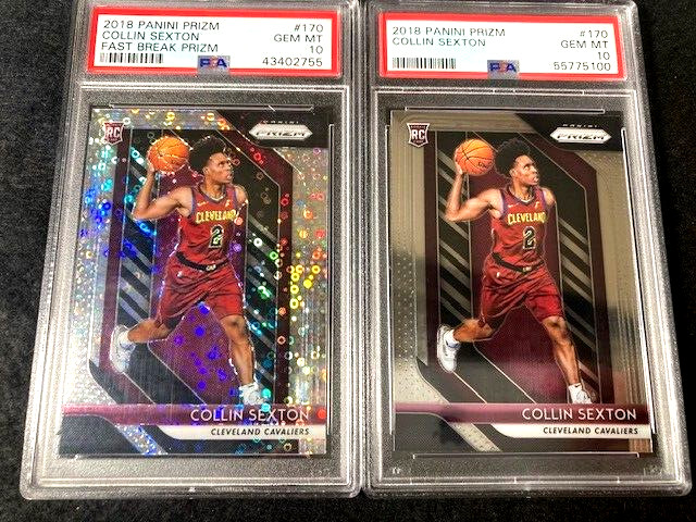 2018 FAST BREAK Prizm Collin Sexton RC #170 PSA 10 & Base Prizm PSA 10 Bulls