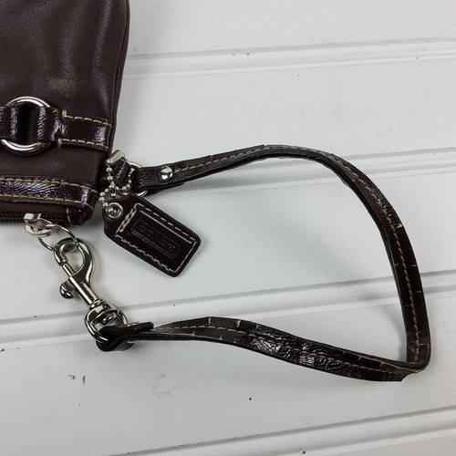 Coach Leather Wristlet Pouch Clutch Wallet Purse Brown - Picture 5 of 6