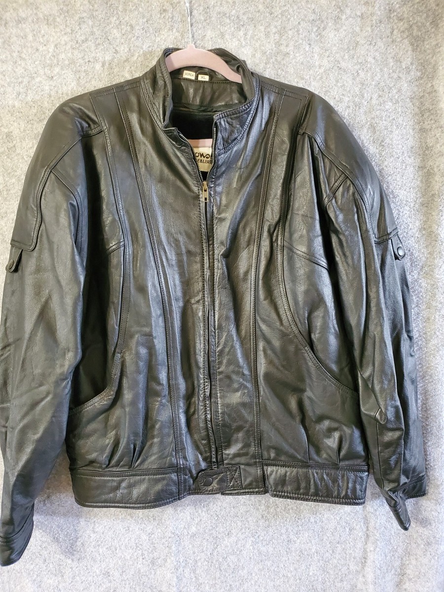 Wilson Motorcycle Jacket Mens XL Black Suede Leather Lined Full Zip Pockets