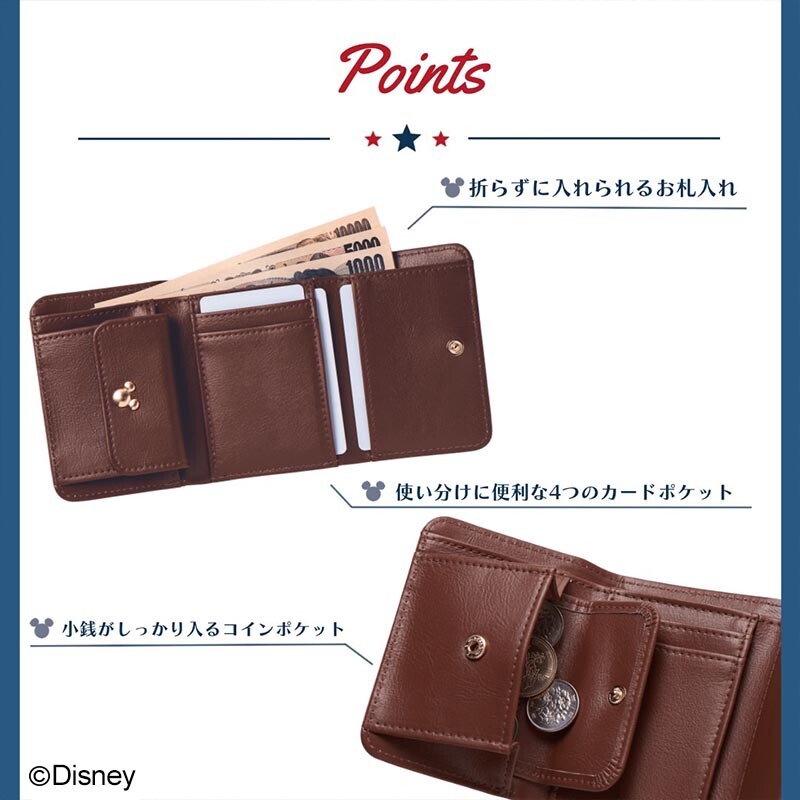Disney MICKEY Gift Tri-fold wallet Synthetic leather 
