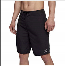 New HURLEY board shorts solid black One  Only swim trunks sz 30 x 21"