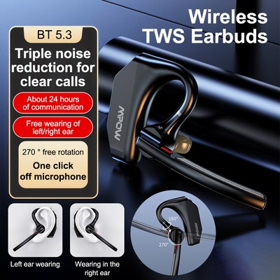 Mono Bluetooth Ohrhörer IPX6 Sporttauglich 270° Drehbar Einseitig Büro/Auto