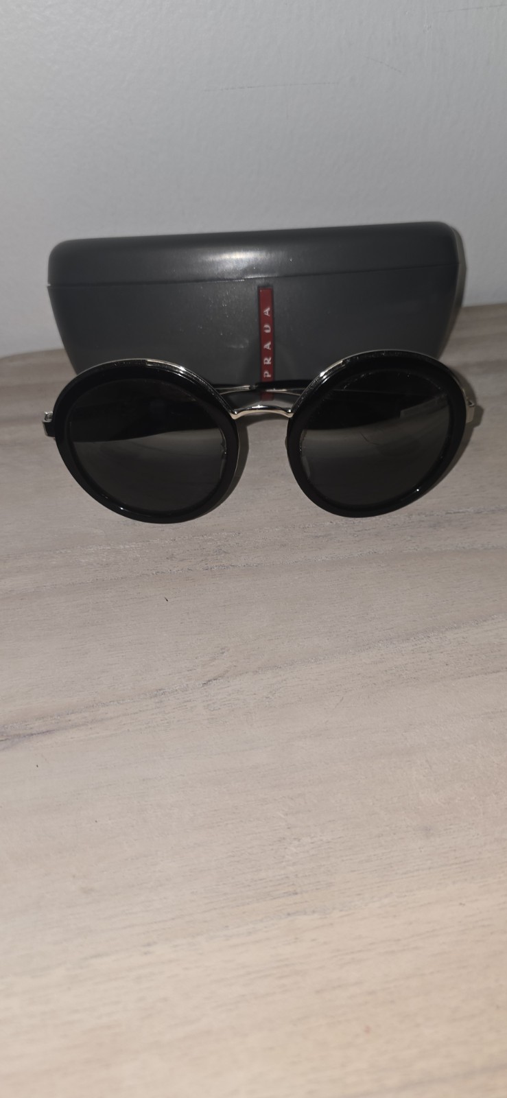 Prada Authentic Round Black Silver Oversized Sung… - image 1