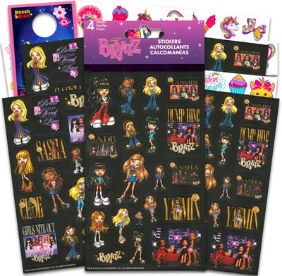 Bratz Sticker Pack for Girls, Kids - Party Favors Bundle with 4 Bratz Doll Stick