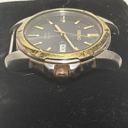 Seiko Solar 100M V158-0AD0 Men’s Watch Two-Tone Silver/Gold WORKING! No Band - Picture 9 of 20