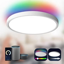 Smart Ceiling Light Flush Mount LED WiFi,Compatible with Alexa Google Home,Di...