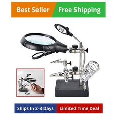 2.5X 7.5X 10X LED Light Helping Hands Magnifier Soldering Station,Magnifying ...