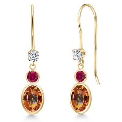 14K Yellow Gold Ecstasy Mystic Topaz and Created Ruby and Lab Grown Diamond