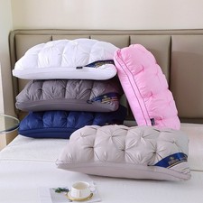 Gusseted Pillow Set of 2 Bed Pillows Neck Support Side  Back Sleepers Pillows