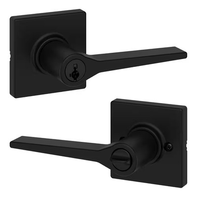 Hollis Matte Black Keyed Entry Door Lever Featuring Smartkey Security