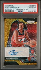 2024 Panini Prizm Rookie Signatures Gold Shimmer Fotl /10 Bub Carrington PSA 10