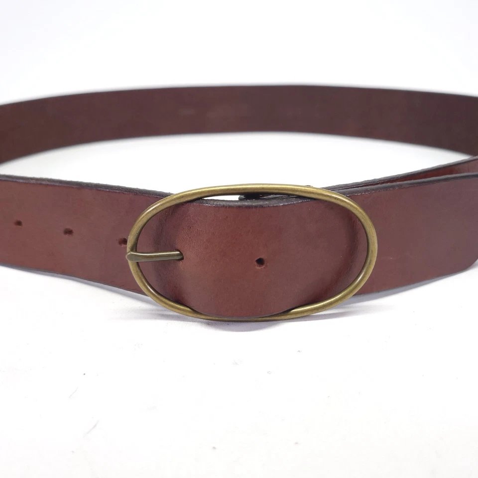 J Crew Leather Belt 34 Genuine Italian Center Bar Buckle Brown Made in USA 64494 - Image 4 of 4