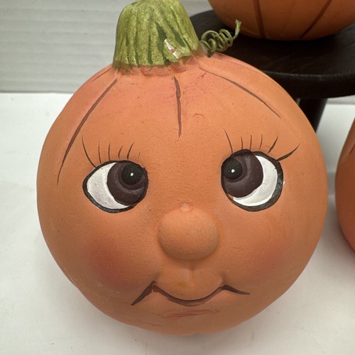 3 Otoño 4” Cerámica Pintada a Mano Cara Feliz Calabazas Soporte No Incluido - Imagen 3 de 6