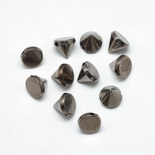 100 gunmetal black acrylic rivet beads, rivets for punk jewelry, cone, 10mm x