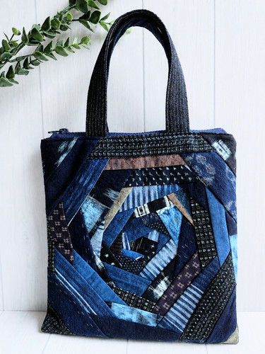 Japanese Indigo Patchwork Tote Bag Antique Fabric Handmade Boro Style