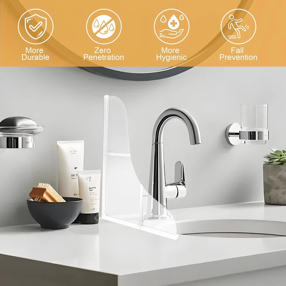 Прозрачный силиконовый брызговик для душа для ванны, клейкий водяной барьер, упаковка 2 шт. - Изображение 3 из 4