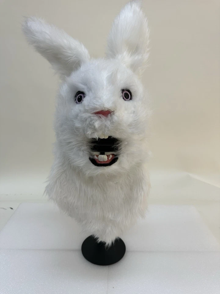 Disfraz de mascota de conejo blanco puede mover la boca cabeza traje H traje disfraces Foto 3 de 4